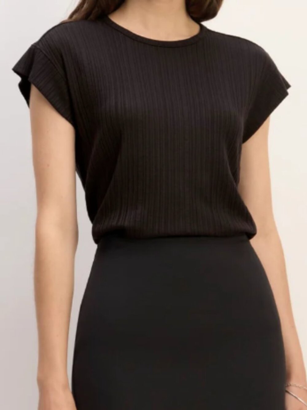 Everlane The Rib Muscle Tee, Sleeveless, Black - Womens Large